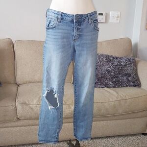 Women's Light Blue Distressed Ankle Jeans Kut From The Kloth Size 10